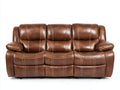 Canapé 3 places - Cuir - 226x104x102 cm - Marron cognac - Style contemporain