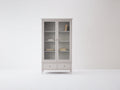 Bibliothèque - Bois-Verre - 102x42x190 cm - Gris clair - Style classique