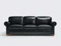 Canapé 3 places - Cuir - 212x94x85 cm - Noir - Style vintage