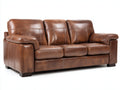 Canapé 3 places - Cuir - 218x98x91 cm - Marron cognac - Style vintage
