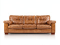 Canapé 3 places - Cuir - 211x97x88 cm - Marron miel - Style vintage