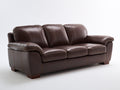 Canapé 3 places - cuir - 218x94x89 cm - brun foncé - style classique
