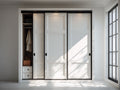 Armoire-Bois-260 x 65 x 240 cm-Blanc-Noir-Style classique à portes coulissantes