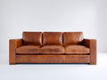 Canapé 3 places - Cuir - 217x96x87 cm - Marron ambré - Style contemporain