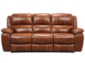 Canapé 3 places - Cuir - 225x103x101 cm - Marron cognac - Style classique