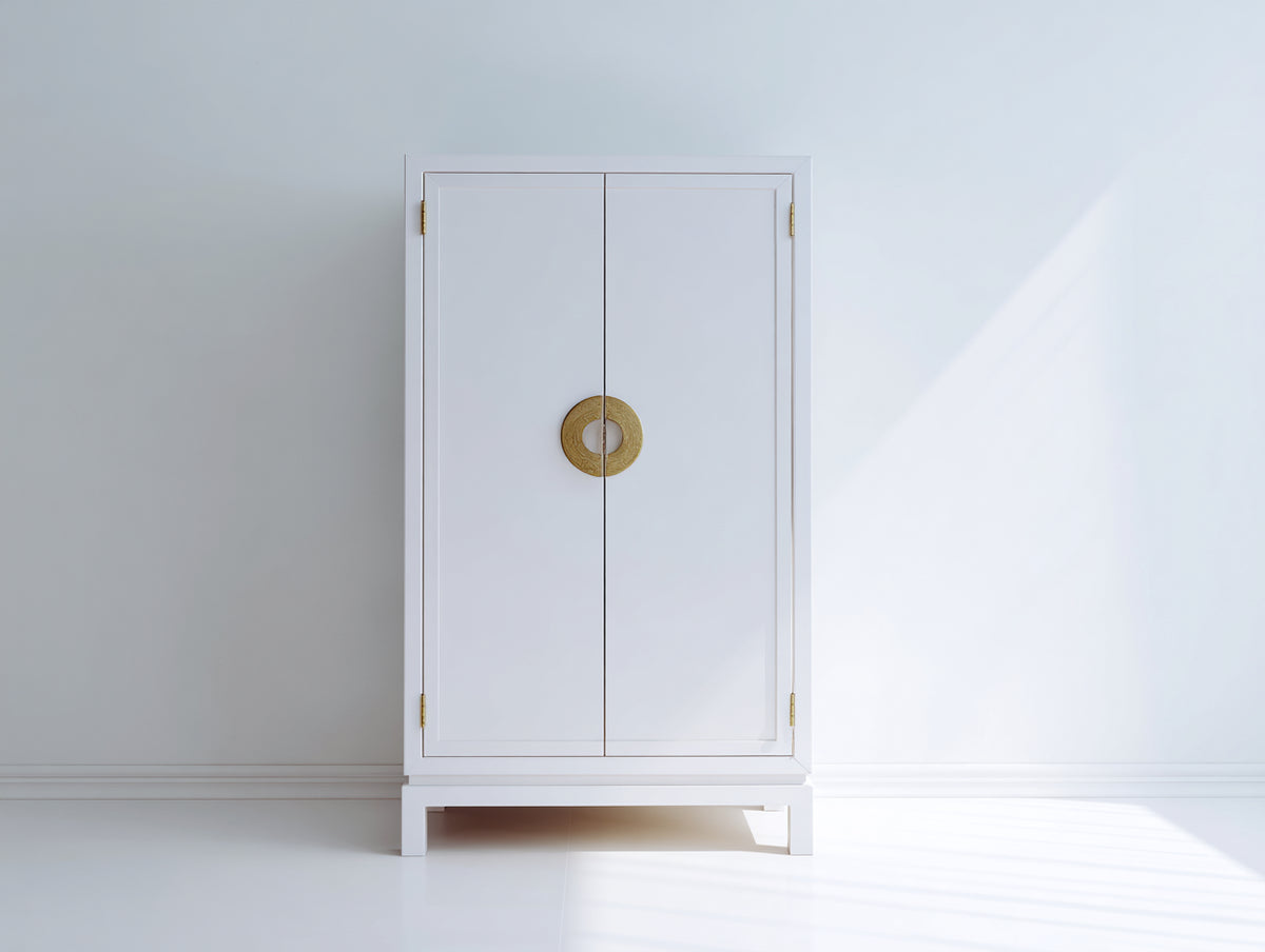 Armoire-Bois-96 x 50 x 190 cm-Blanc-Style contemporain