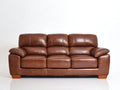 Canapé 3 places - cuir - 221x95x90 cm - brun cognac - style classique