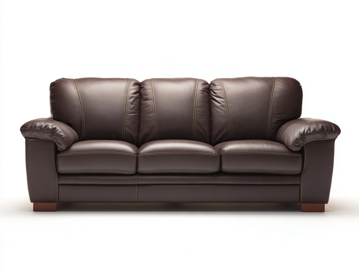 Canapé 3 places - cuir - 224x96x91 cm - brun chocolat - style classique