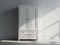 Armoire-Bois-108 x 55 x 194 cm-Blanc-Style classique