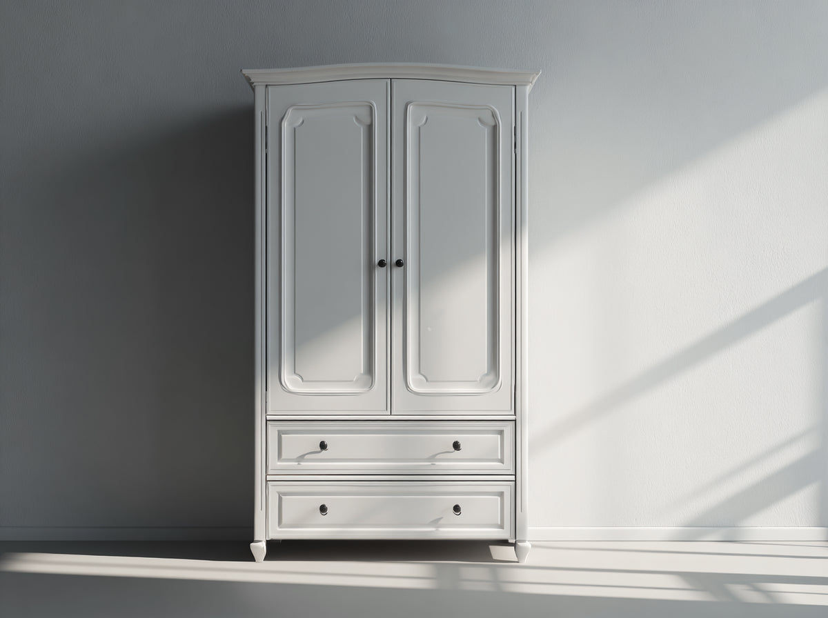 Armoire-Bois-108 x 55 x 194 cm-Blanc-Style classique