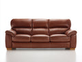 Canapé 3 places - Cuir - 218x97x91 cm - Marron acajou - Style classique