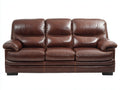 Canapé 3 places - Cuir - 221x100x96 cm - Marron chocolat - Style classique
