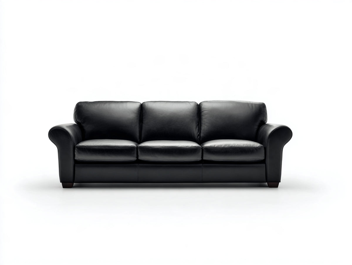 Canapé 3 places - Cuir - 216x93x86 cm - Noir - Style classique