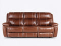 Canapé 3 places - Cuir - 224x102x99 cm - Marron acajou - Style classique