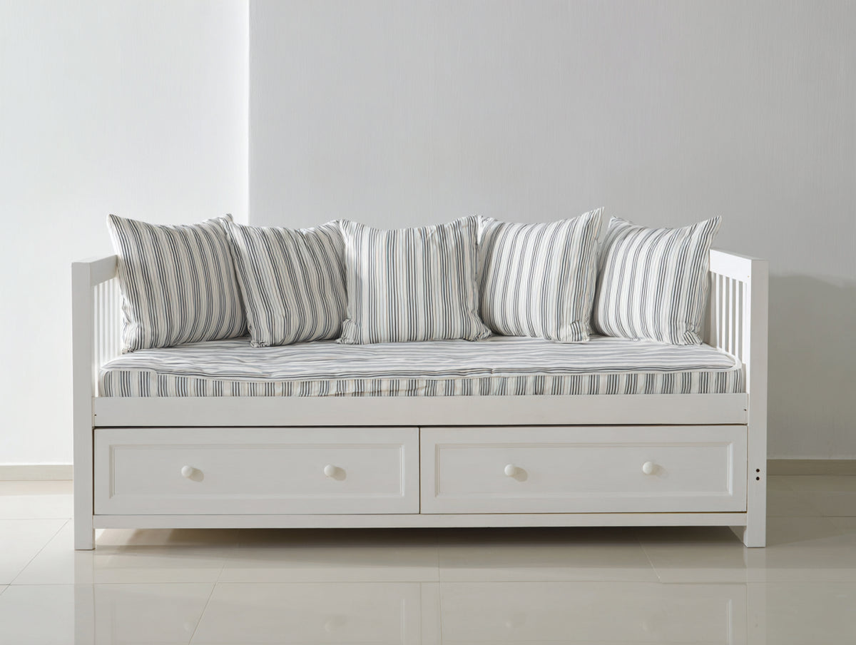 Canapé lit - Bois - 201x90x83 cm - Blanc - Style contemporain