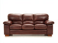 Canapé 3 places - cuir - 211x92x88 cm - brun acajou - style classique