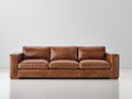 Canapé 3 places - Cuir - 223x98x84 cm - Marron cognac - Style vintage