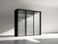 Armoire-Bois-Verre-225 x 62 x 210 cm-Noir-Style moderne à portes coulissantes