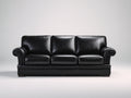 Canapé 3 places - Cuir - 220x98x90 cm - Noir - Style traditionnel