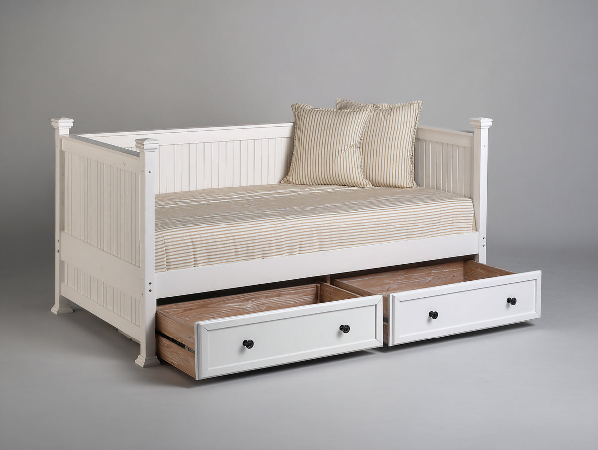 Canapé lit - Bois - 205x96x92 cm - Blanc - Style champêtre